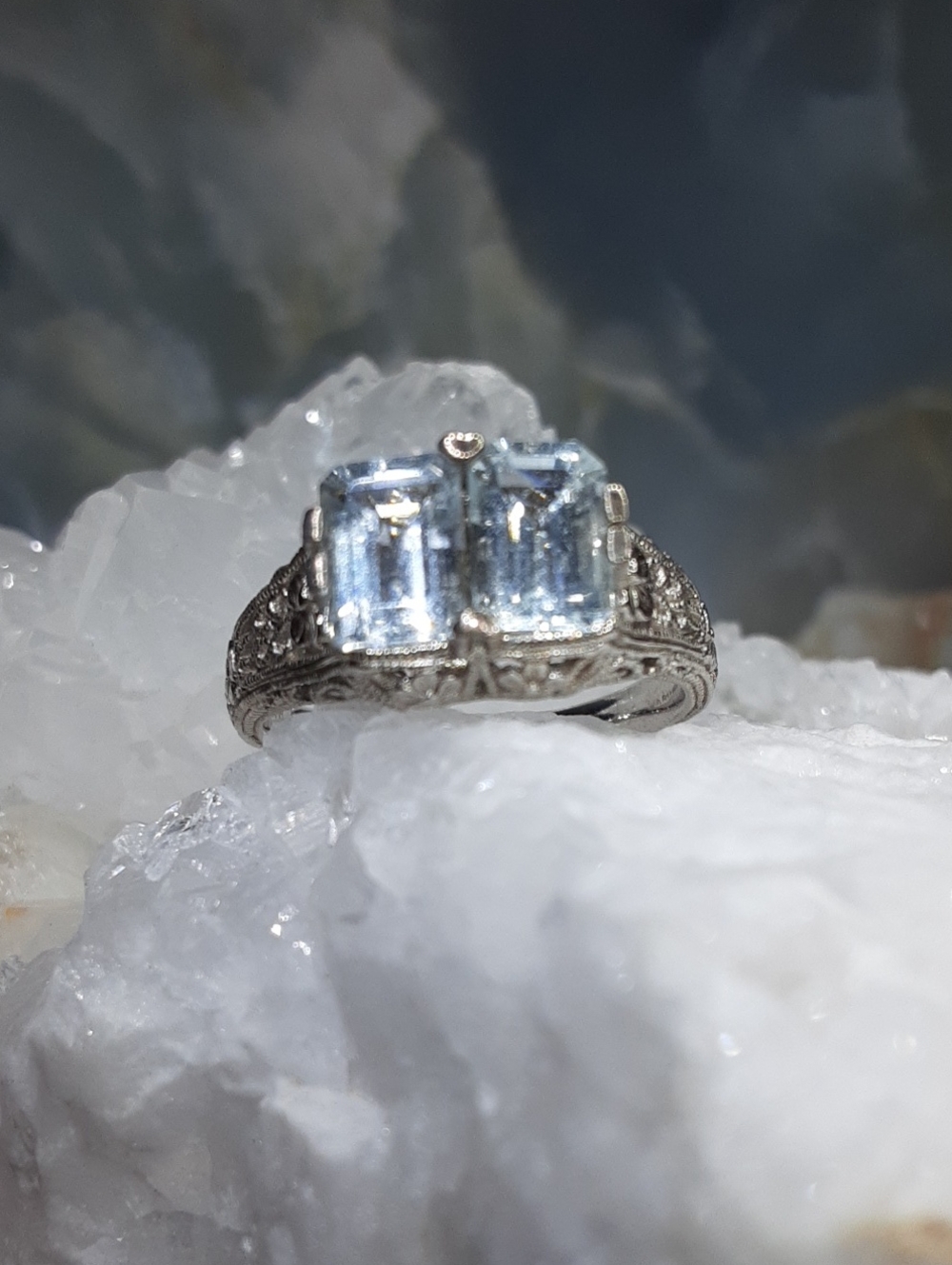 925 Genuine Aquamarine Ring. - Picture 2 of 4